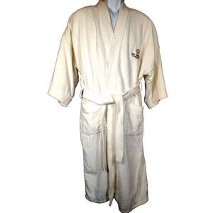 VTG Pierre Cardin Paris Empress Mens White Terry Cloth Lounge Robe Bathrobe OSFA